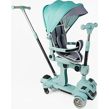 Самокат 5в1 "Skyper" BL-94617(4) колеса PU125х40 мм со светом, с капюшоном, поворотное сиденье, с ДОП, КОЛЕСАМИ, защитный бампер, в коробке