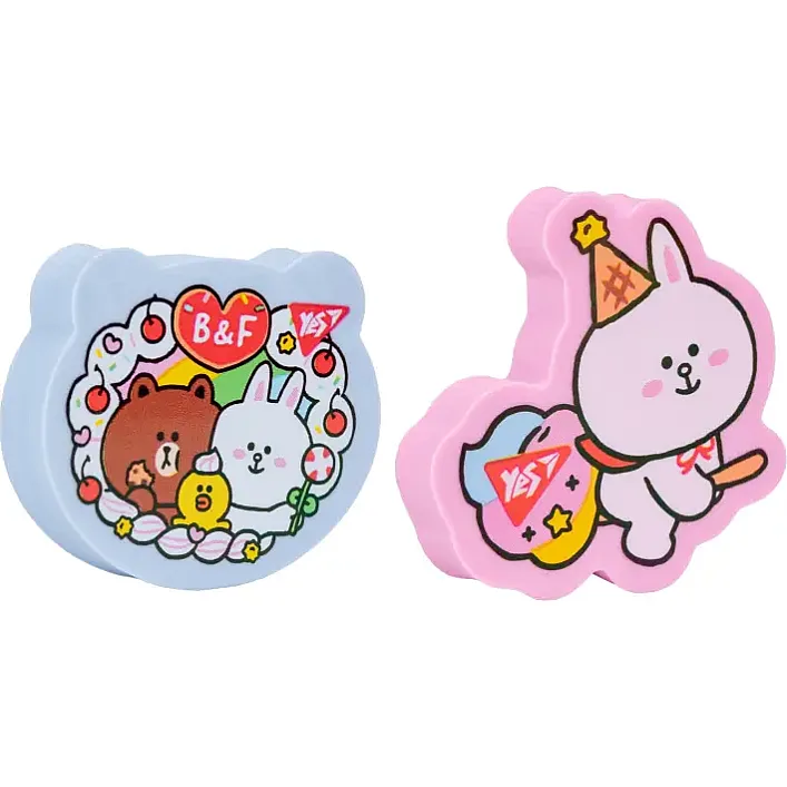 Резинка фигурная YES "Line Friends" 2 дизайна микс 560602 (Кнц0602)