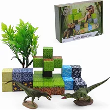 Конструктор магнитный "Minecraft", с динозаврами, 35 деталей