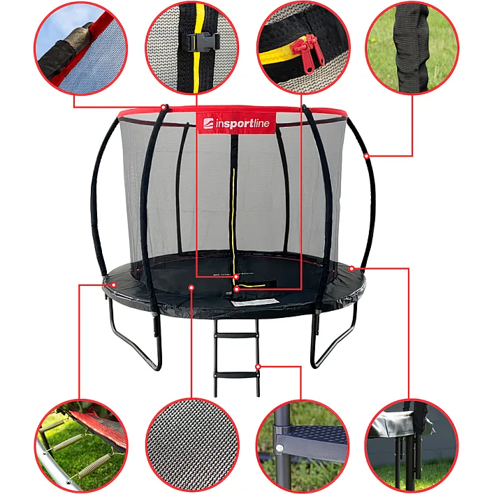 Батут inSPORTline Flea PRO с внутренней сеткой 305 см черный
