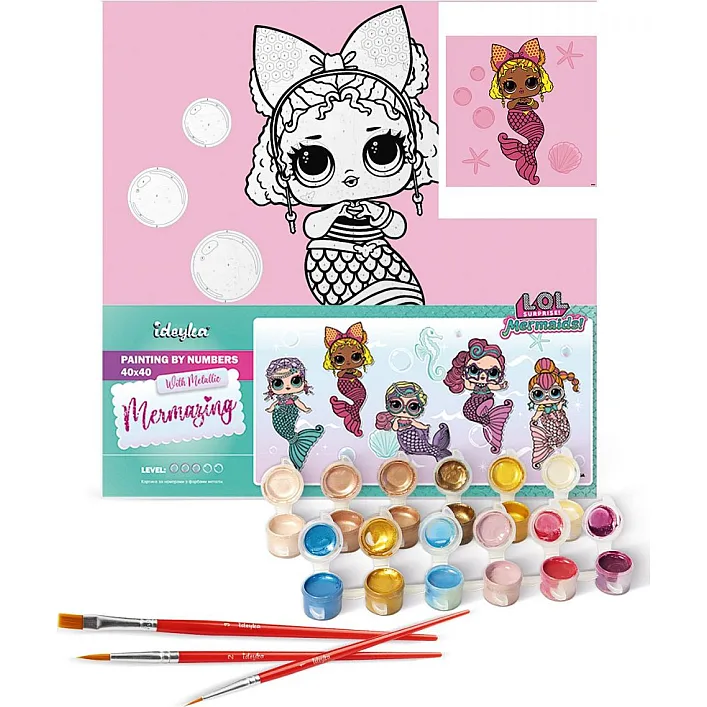 Набор для росписи по номерам для детей "L.O.L. Surprise! Mermaids Queen Bee" 40х40 см. KHO6265 (Нас5267)