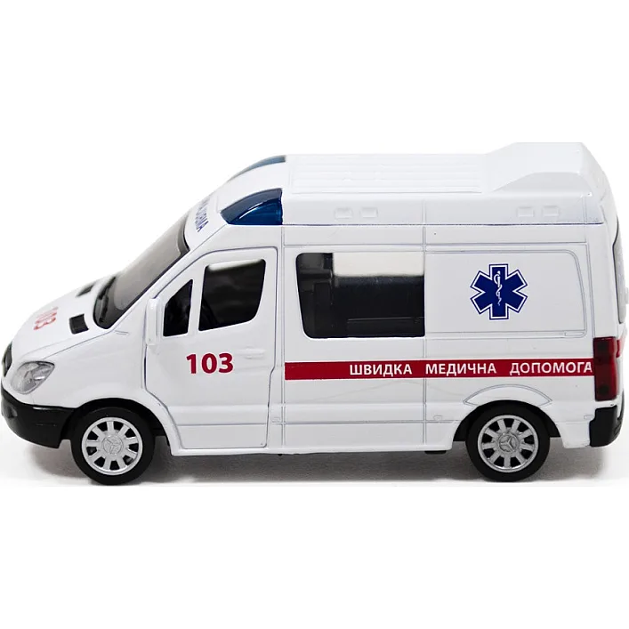 Автомодель - MERCEDES-BENZ SPRINTER БЫСТРАЯ ПОМОЩЬ 250295 в коробке TechnoDrive (Маш4120)