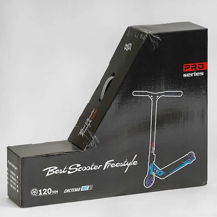 Самокат трюковый N- 12740 "Best Scooter" (2) "Freestyle", HIC-система, ПЕГИ, алюминиевый диск и дека, колёса PU, d=120мм, ширина руля 58 см