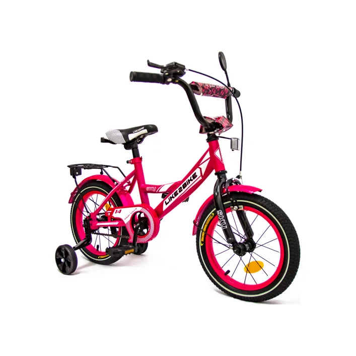 Велосипед детский 2-х колесный 14" 241401 Like2bike Sky, розовый, рама сталь, со звонком, ручной тормоз, сборка 75% (Вел6565)