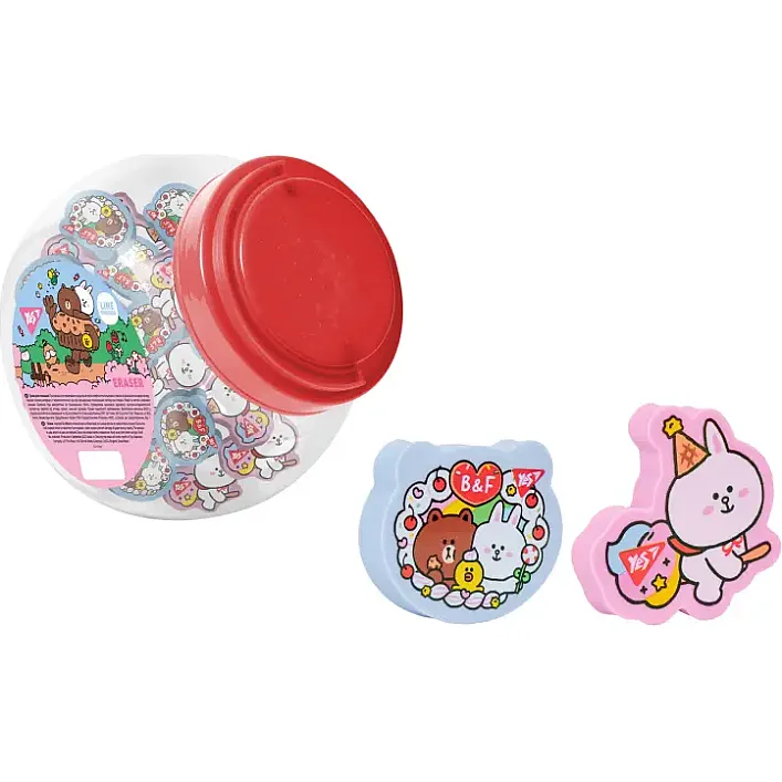 Резинка фигурная YES "Line Friends" 2 дизайна микс 560602 (Кнц0602)