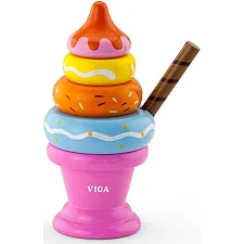 Деревянная пирамидка Viga Toys Мороженое розовый (51321)