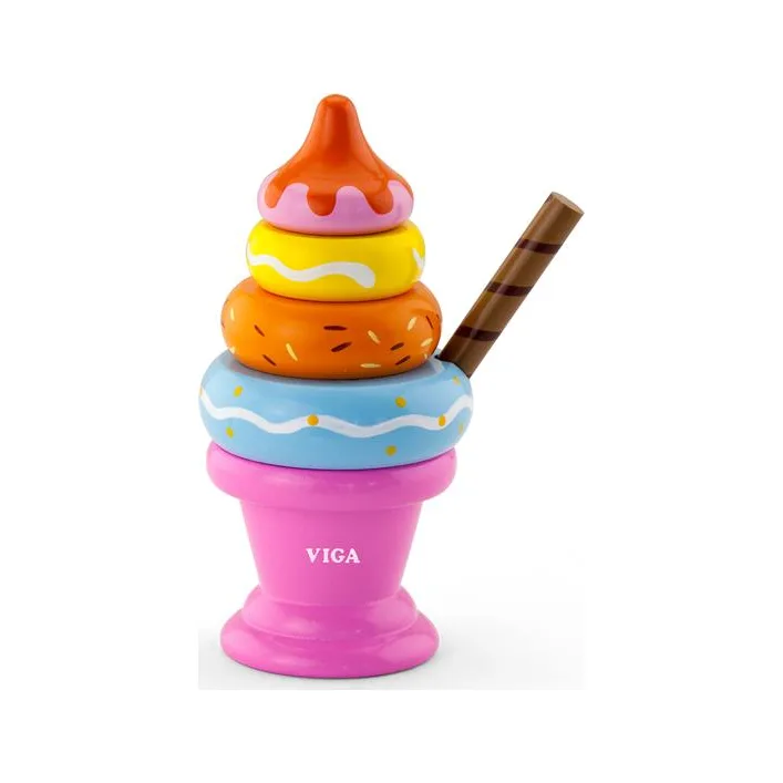 Дерев'яна пірамідка Viga Toys Морозиво рожевий (51321)