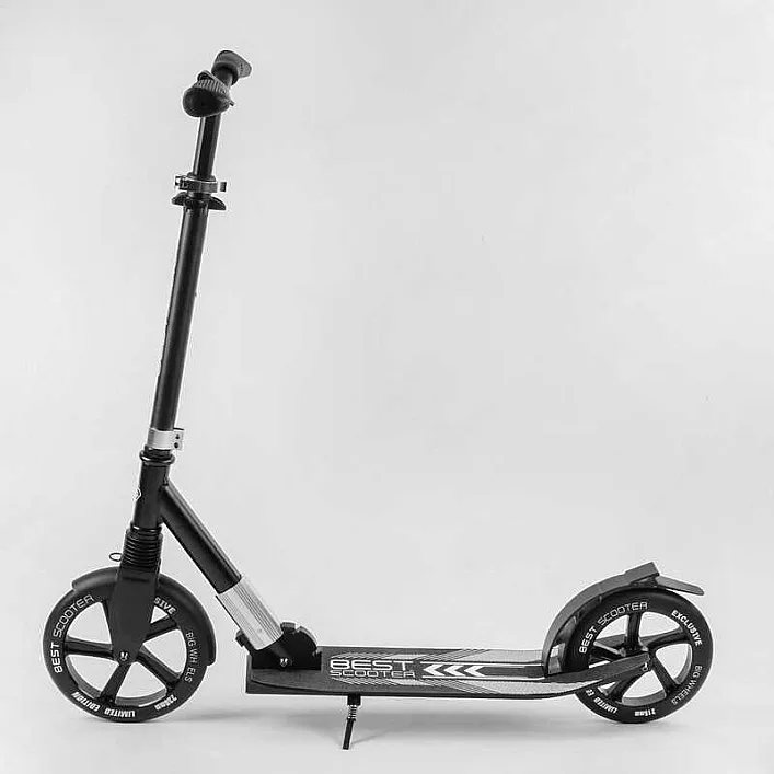 Самокат алюминиевый "Best Scooter" 41629 (2) колеса PU, d переднего колеса - 230мм, d заднего колеса - 215мм, 1 амортизатор передний, в коробке