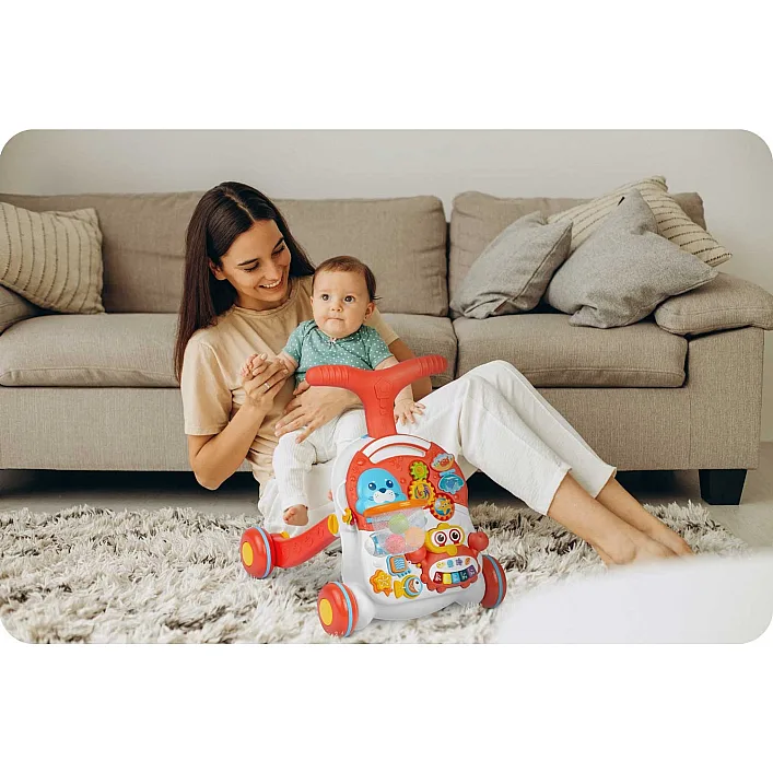 Каталка 2-в-1 интерактивная Ricokids бело-красная