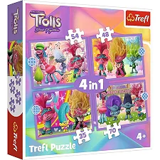 Пазлы - 4в1 - 34622 "Приключения цветных Троллей", Trefl (Паз4662)