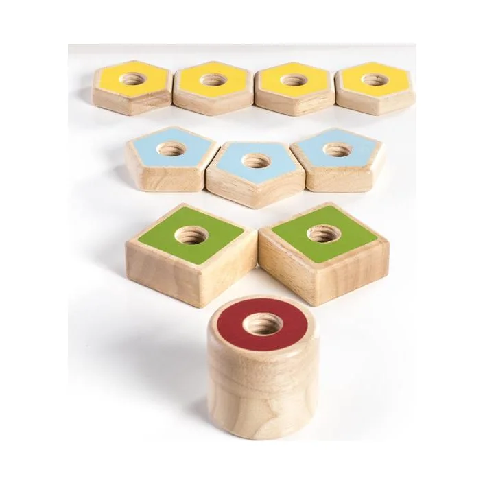 Деревянная логическая пирамидка Guidecraft Manipulatives Фигуры на резьбе (G6901)