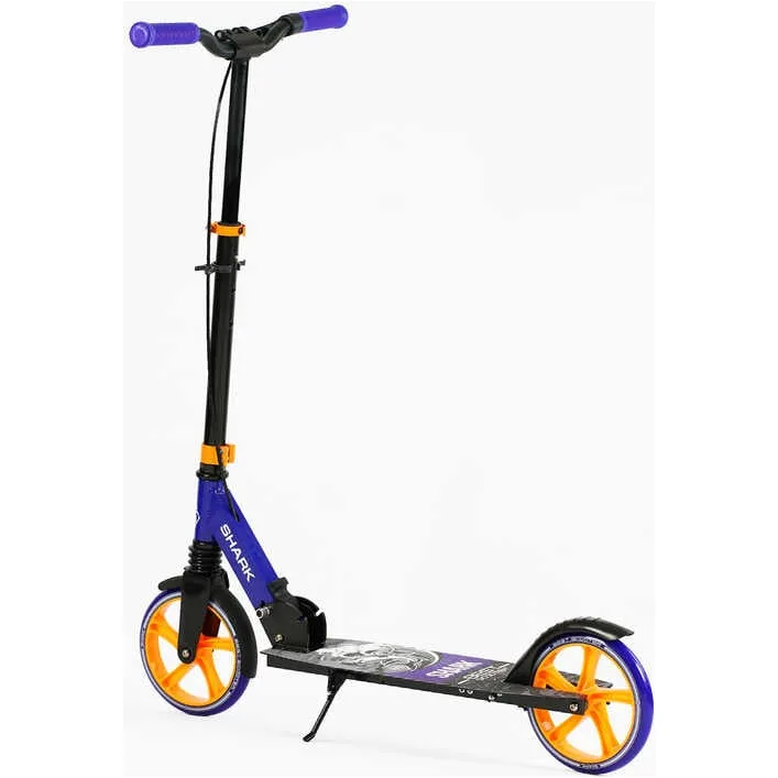 Самокат двухколесный "Best Scooter" SH-10042(4) "SHARK", с ручным тормозом, зажим руля, колеса PU - 20 см, 1 амортизатор, в коробке