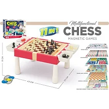 Игра "11в1" 9801 A (36) 11 в 1, столик, шахматы, шашки, нарды, гомока, змейки и стремянки, лудо, игровые элементы, в коробке