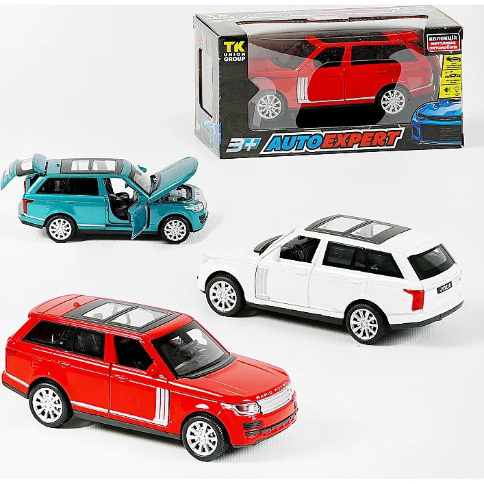 Машина металлопластиковая 72655 (72/2) "Авто Эксперт", 3 цвета, 1:32, свет, звук, инерция, открывается дверь, багажник, капот, в коробке, МИКС