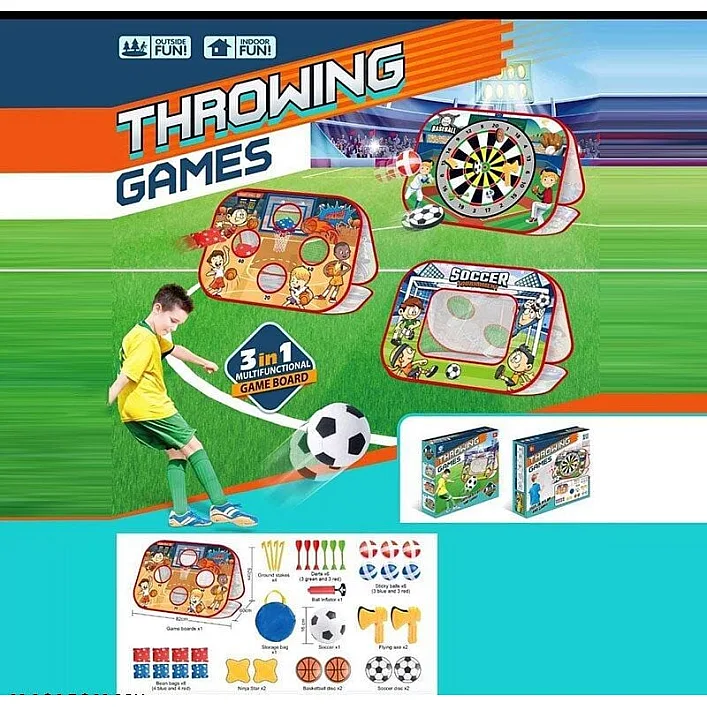 Спортивные игры 2888-20 (12) футбол, мяч, мишень, дартс, дротики, насос, в коробке