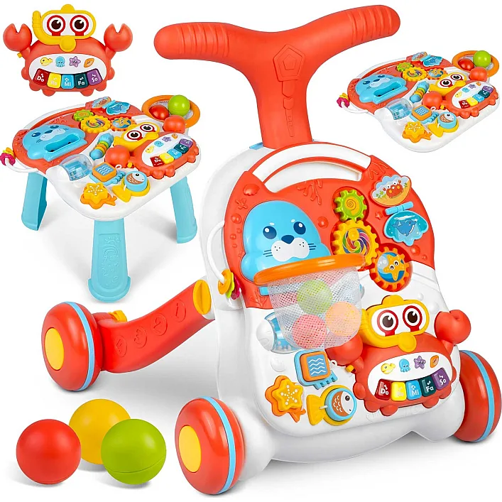 Каталка 2-в-1 интерактивная Ricokids бело-красная