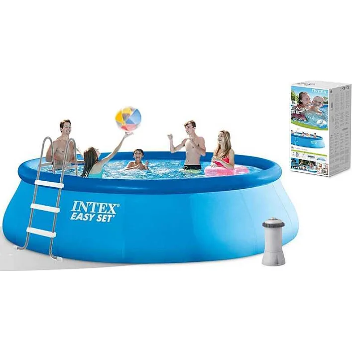 Intex Басейн 26166 NP (1) об'єм:12430л, фільтр+насос, розмір:457х107см (3785л/год, драбина, тент, підстилка)