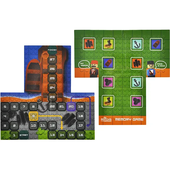 Конструктор "Block&Steps: Пиратский корабль" + ходилка и мемори игра 3в1, 41дет. QB300-104 qbee (Кон7634)