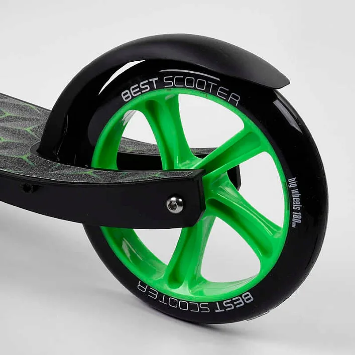 Самокат двухколесный "Best Scooter" 62798 (2) колеса PU, d переднего колеса - 230мм, d заднего колеса - 180мм, 1 амортизатор передний, в коробке