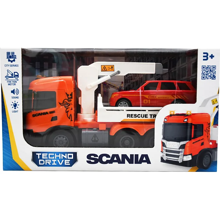 Игровой набор серии Big Truck – Эвакуатор Scania с машиной (свет, звук)