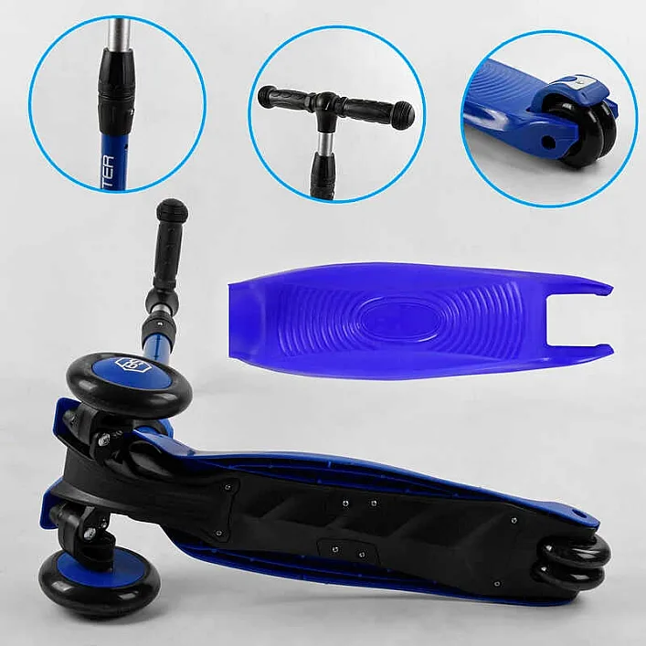 Самокат-велобег 3в1 трехколесный BS-27018 (4) Best Scooter, 3 колеса PU со светом, сидение, амортизаторы, родительская ручка