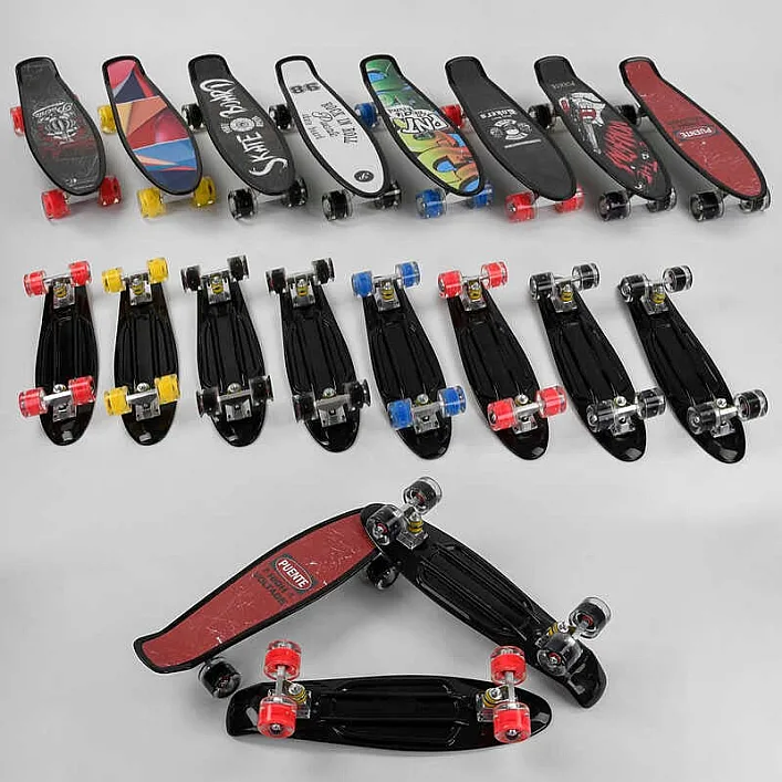 Скейт Пенни борд S-00635 (8) Best Board, 8 видов, колеса PU светящиеся, d=6см