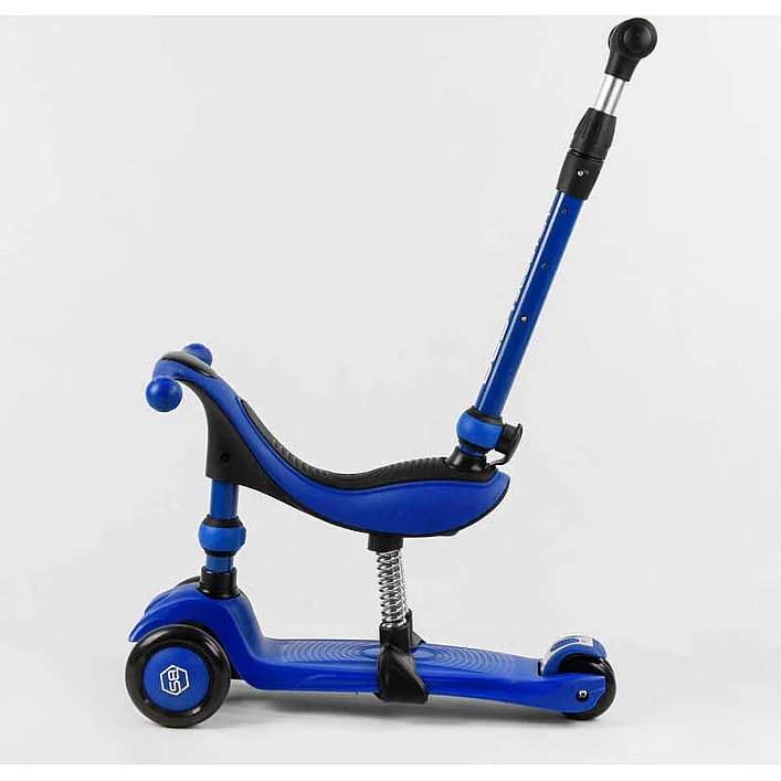Самокат-велобег 3в1 трехколесный BS-27018 (4) Best Scooter, 3 колеса PU со светом, сидение, амортизаторы, родительская ручка
