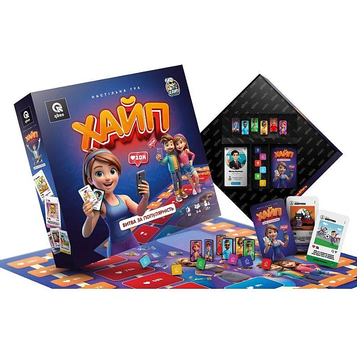 Настольная игра "ХАЙП. Битва за популярность" QB701-007 г.31*31*5,5см qbee (Нас0000)
