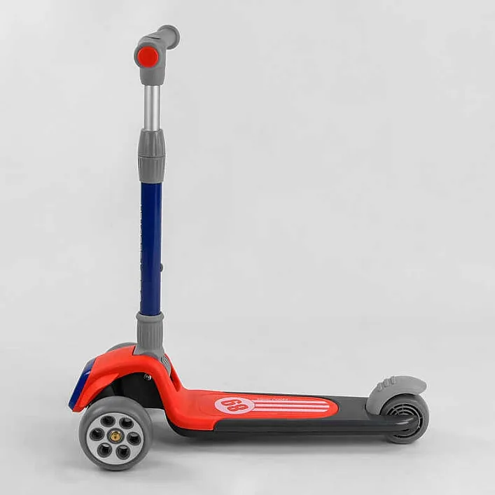 Самокат трехколесный RS-9119 (6) Best Scooter, КРАСНЫЙ, складной алюминиевый руль, 3 колеса PU со светом, d=120*50мм