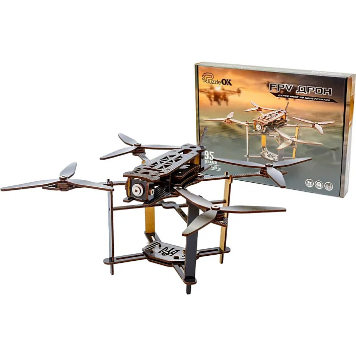 Деревянный 3D конструктор FPV "Дрон" Puz-00923 PuzzleOk (Дер9023)