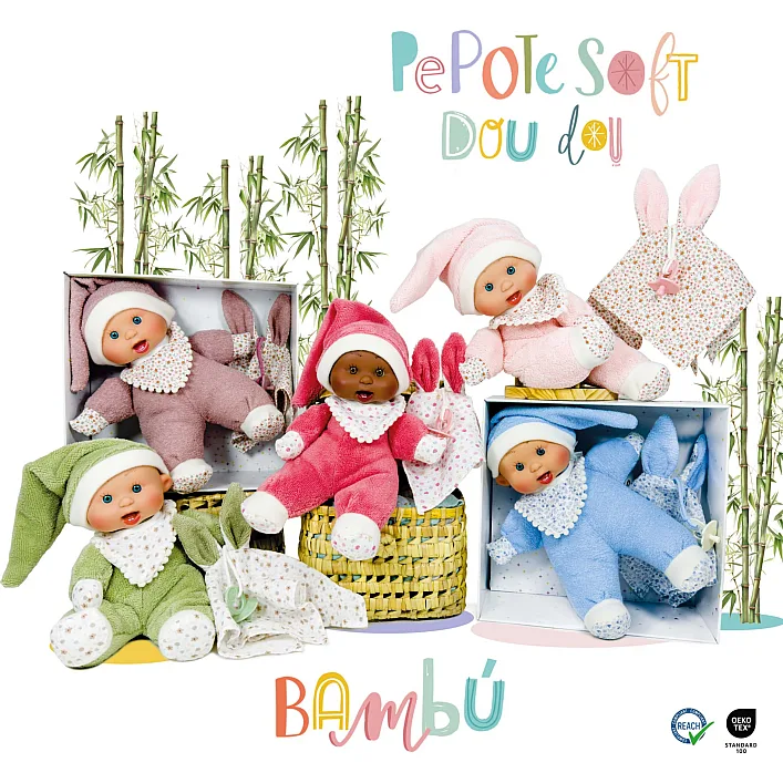 Пупс, серия SOFT DOUDOU, в лиловой одежде в коробке, 26см, Nines d`Onil (04125)