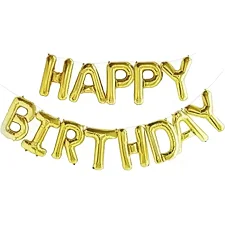 Надпись 'Happy Birthday' золотой 16' (40см) (Дер1002)