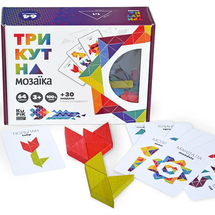 Дерев'яна розвиваюча гра "Трикутна мозаїка" 64 дет. 900194 IGROTECO (Дер9494)