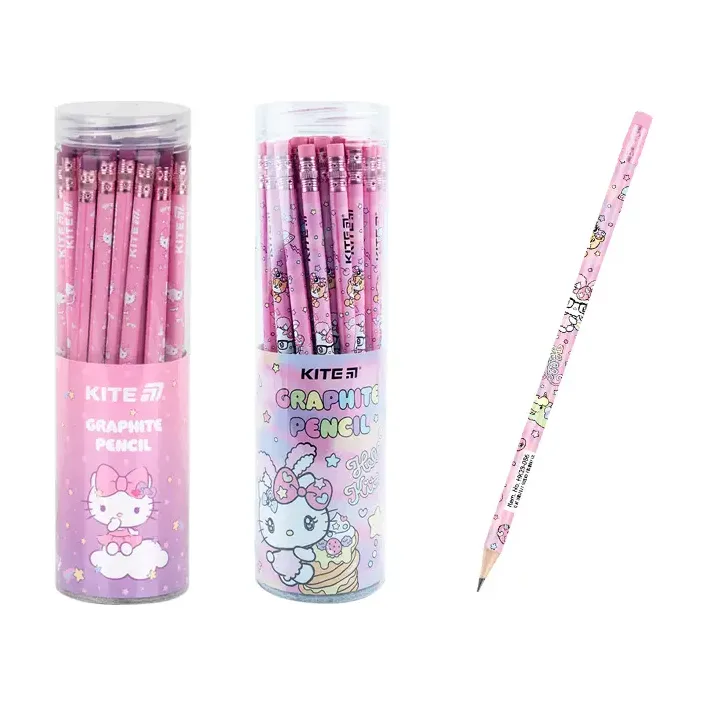 Карандаш графитный Kite с резинкой Hello Kitty HK25-056/HK23-056, тубус (Кнц5241)