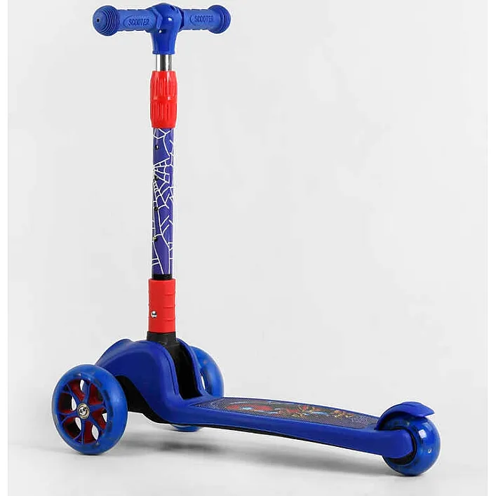 Самокат трехколесный 47359 Best Scooter (1) СВЕТ КОЛЕС И ДИСКОВ, складной руль, передние колёса PU 120х35мм, задние колеса PU 80х48мм