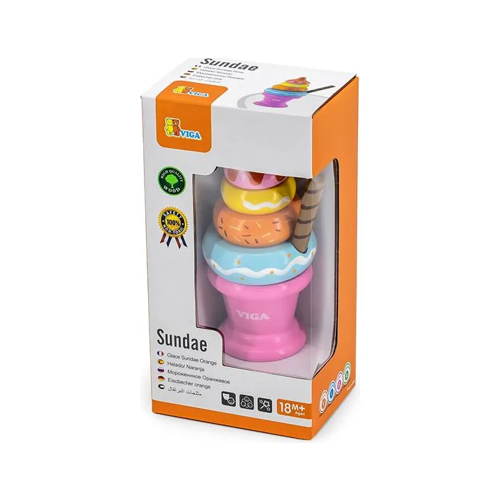 Дерев'яна пірамідка Viga Toys Морозиво рожевий (51321)