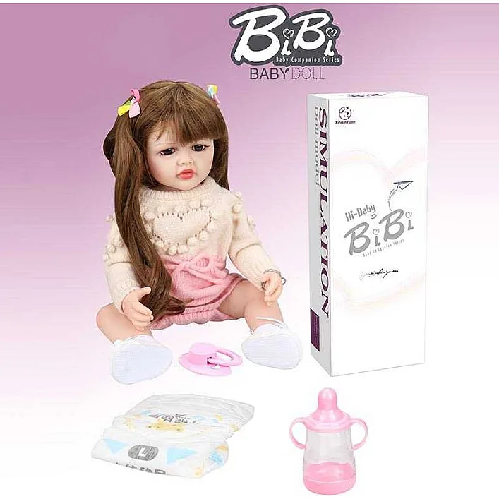 Лялька XBY 5515 (12) висота 52 см, гумова, пляшечка, памперс, соска, в коробці