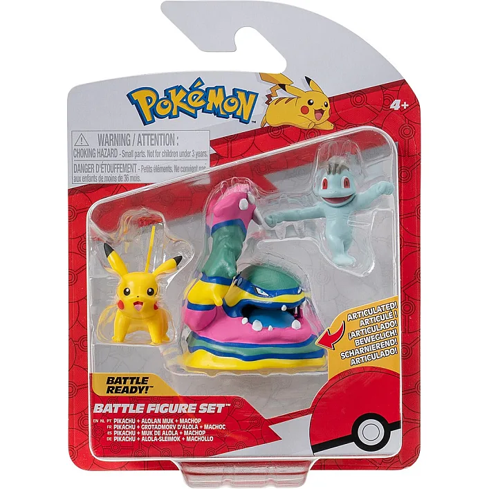 Набор игровых фигурок Pokemon W19 - Мачоп, Пикачу, Алола Мак