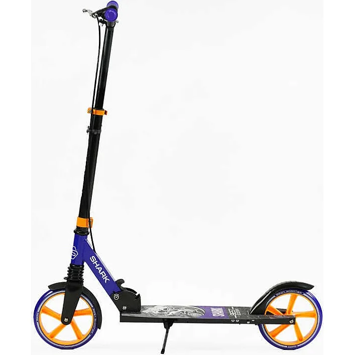 Самокат двухколесный "Best Scooter" SH-10042(4) "SHARK", с ручным тормозом, зажим руля, колеса PU - 20 см, 1 амортизатор, в коробке
