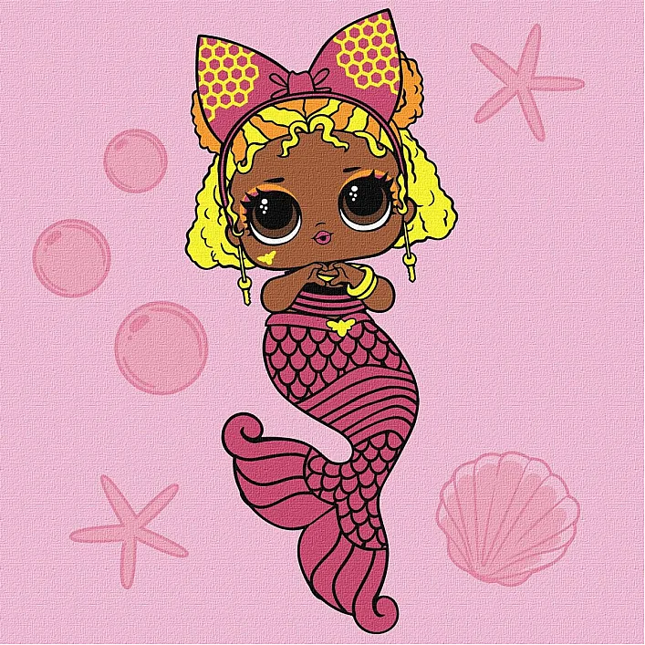 Набор для росписи по номерам для детей "L.O.L. Surprise! Mermaids Queen Bee" 40х40 см. KHO6265 (Нас5267)
