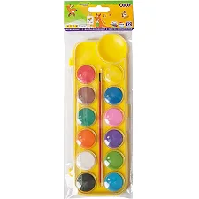 Акварель Zibi 12 цветов, пласт./кор., с кистью, желтый, KIDSLine ZB.6559-08 (Кнц5908)