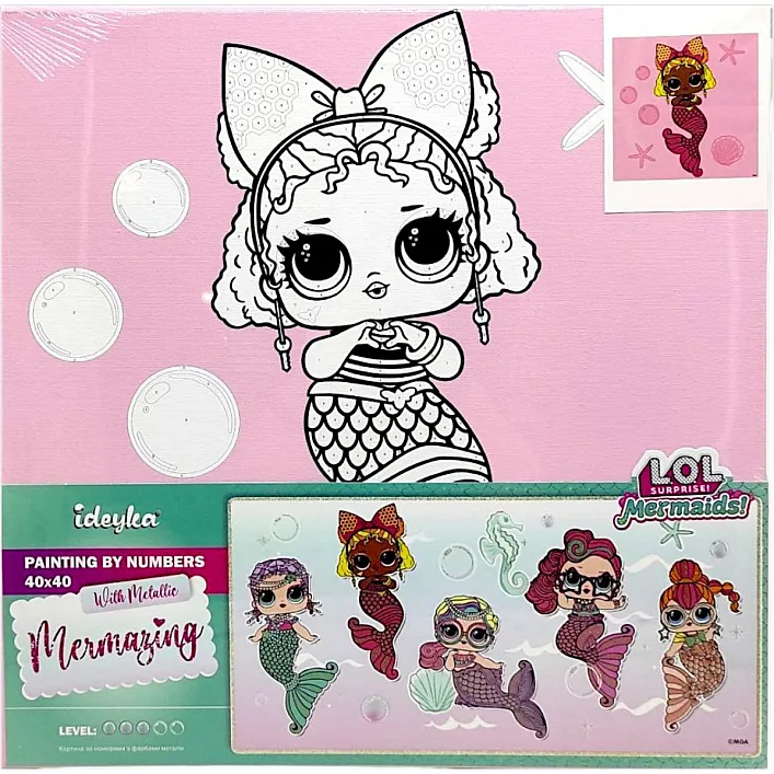 Набор для росписи по номерам для детей "L.O.L. Surprise! Mermaids Queen Bee" 40х40 см. KHO6265 (Нас5267)