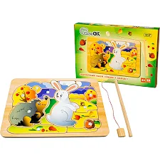 Магнитный пазл-сортер сказочка "Ёж и Заяц" Puz-14475 в коробке р. 31.5*22*4.5 см PuzzleOk (Дер4199)