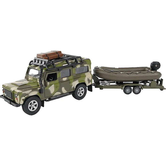 Игровой набор – LAND ROVER DEFENDER МИЛИТАРИ (с лодкой) 520191.270 TechnoDrive (Маш1986)