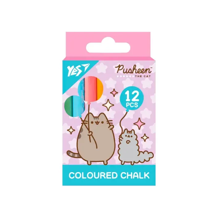 Мел цветной Yes "Pusheen" 12 шт, круглый (Кнц4515)