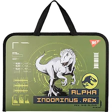Папка-портфель Yes FC на молнии с тканевыми ручками "Jurassic World" хаки 492242 (Кнц4923)