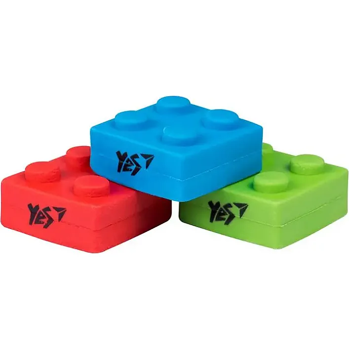 Резинка фигурная YES "Blocks", 3 цв./уп. (Кнц2705)