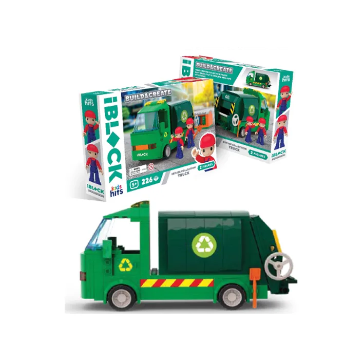 Конструктор Kids hits IBLOCK JUNIOR KH17/005/2 226 деталей Грузовик для сбора мусора короб. 32*21,5*5 (Кон2631)
