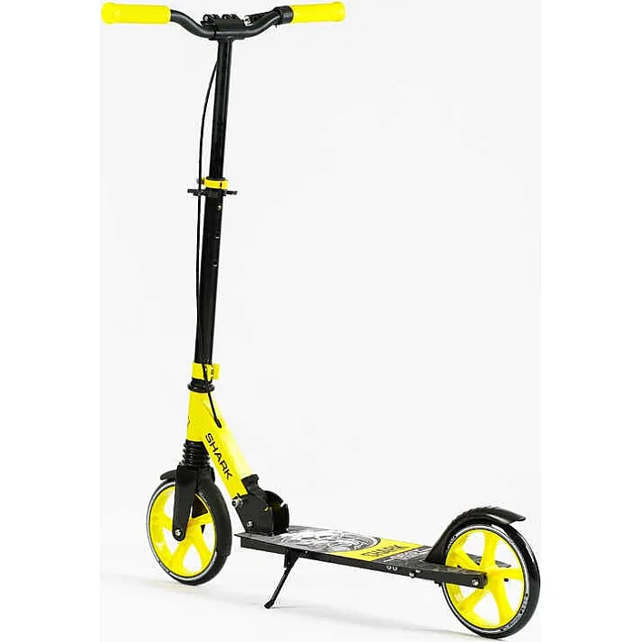 Самокат двухколесный "Best Scooter" SH-10865(4) "SHARK", с ручным тормозом, зажим руля, колеса PU - 20 см, 1 амортизатор, в коробке