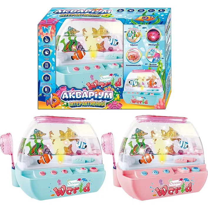 Музыкальный аквариум 49579 (24) "WToys", 2 цвета, ОСВУЧЕНИЕ УКРАИНСКИМ ЯЗЫКОМ, подсветка, сказки, песни, Bluetooth, ночник, USB-кабель, в коробке